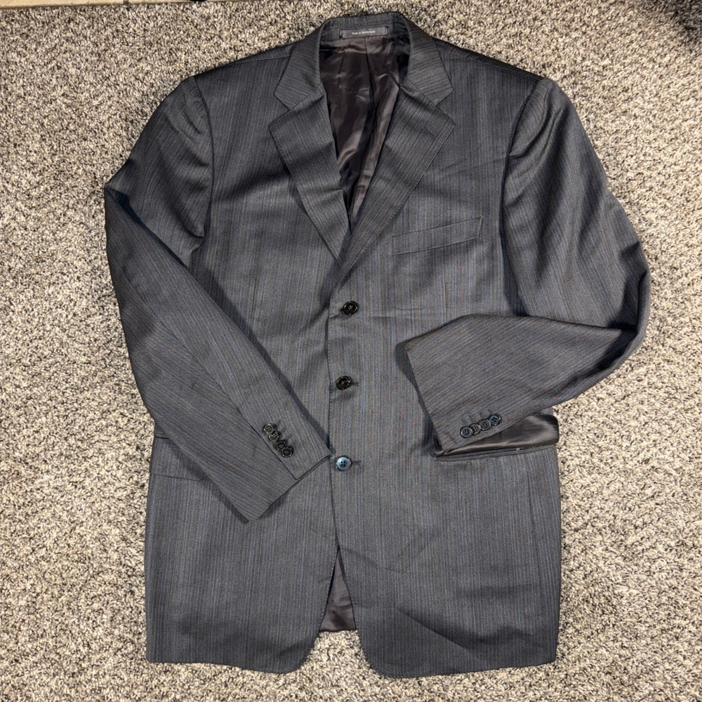 Ermenegildo Zegna 44R Blazer Grey Pinstripe Wool Mohair Silk Transeasonal Jacket